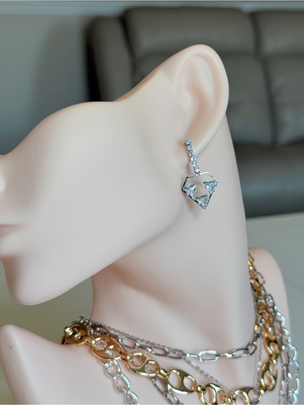 Sterling Silver Diamond Shape Dangle Earrings